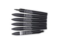 WINSOR & NEWTON PROMARKER SET BLACKS + 1BLENDER 6X