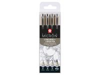SAKURA PIGMA MICRON FINELINER & BRUSH SET 4 STÜCK HELLGRAU