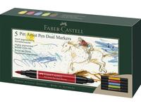 FABER-CASTELL PITT ARTIST PEN DUAL MARKER SET 5X