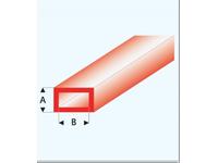 PROFIL VIERKANTROHR GLASKLAR ROT (A=)2,0X4,0MM 33CM 442-53/3