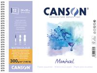 CANSON MONTVAL SPIRALBLOCK AQUARELLPAPIER 300G/M² 24x32 12 BLATT