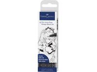 FABER-CASTELL PITT ARTIST PEN SET FINELINER & BRUSH MANGA BLACK 4 STUKS