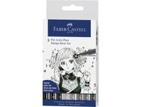 FABER-CASTELL PITT ARTIST PEN BRUSH & FINELINER MANGA BASIC 8 STUKS