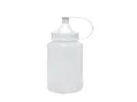 PE-FLASCHE SEMI-TRANSPARENT 250ML + WEISSER DECKEL MIT SPITZENHALS