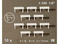 1:100 TISCH RECHTECKIG WEISS 10 STÜCK 54.60241.10