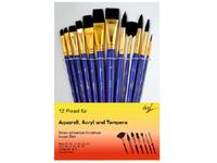 PENSELENSET BLAUW ZACHT 12X SYNTHETISCH