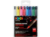 UNI POSCA MARKERSET EXTRA-FINE PC1MR STANDARD COLOURS 8X