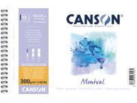 CANSON MONTVAL SPIRALBLOCK AQUARELLPAPIER 300G/M² 13,5x21 12 BLATT