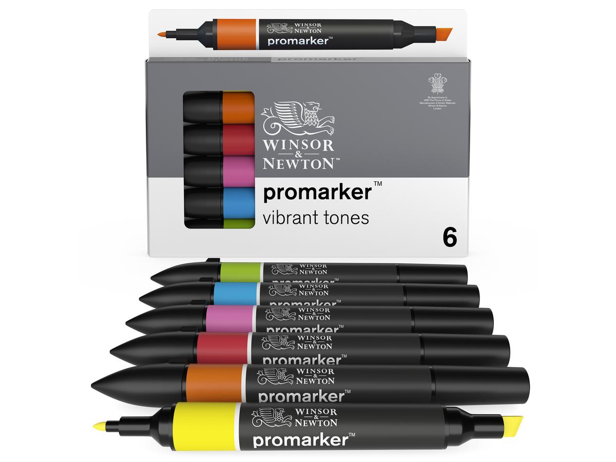 WINSOR & NEWTON PROMARKER SET VIBRANT TONES 6X 3