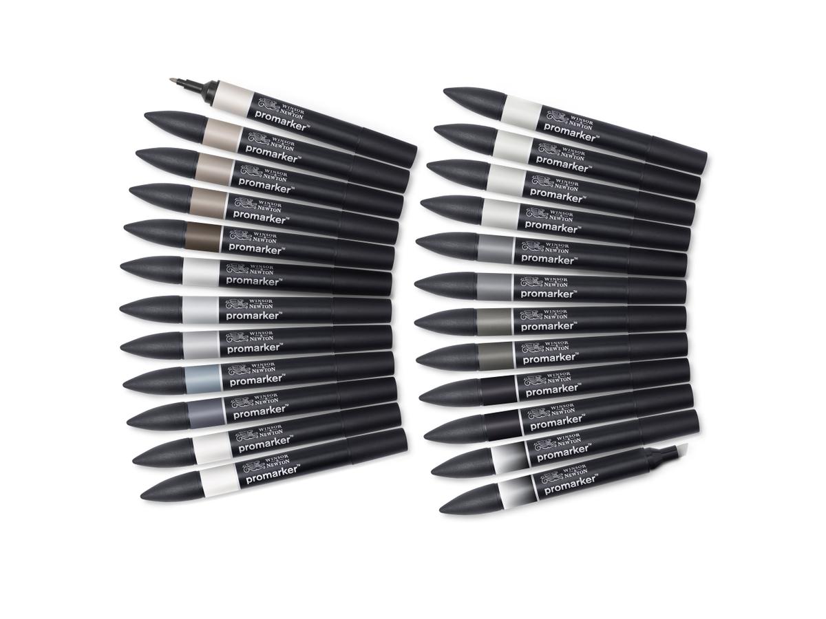 WINSOR & NEWTON PROMARKER SET GREY & BLACK TONES 24+1X IM ETUI 2