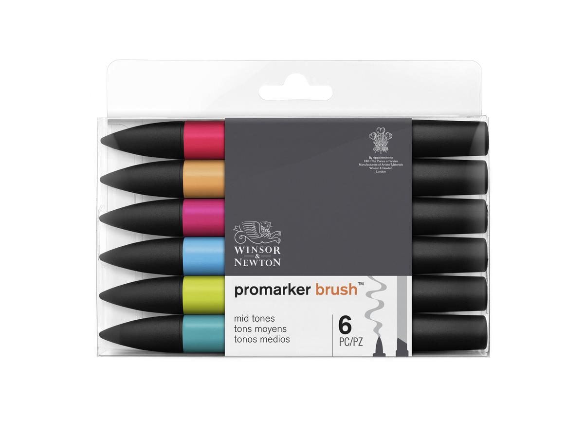 WINSOR & NEWTON PROMARKERSET BRUSH MID TONES 6STÜCK 3