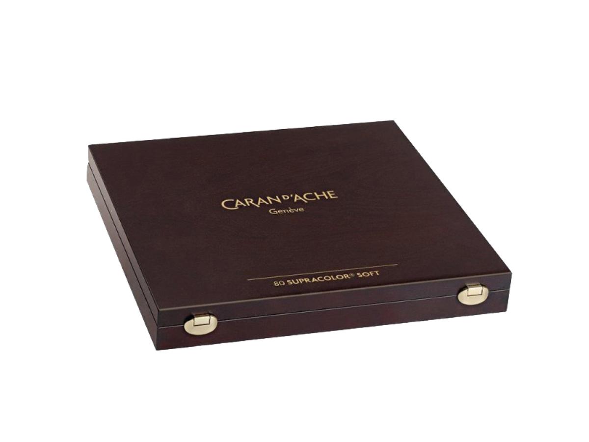 CARAN D'ACHE SUPRACOLOR SOFT STIFTE SET IN HOLZKISTE 80X 4