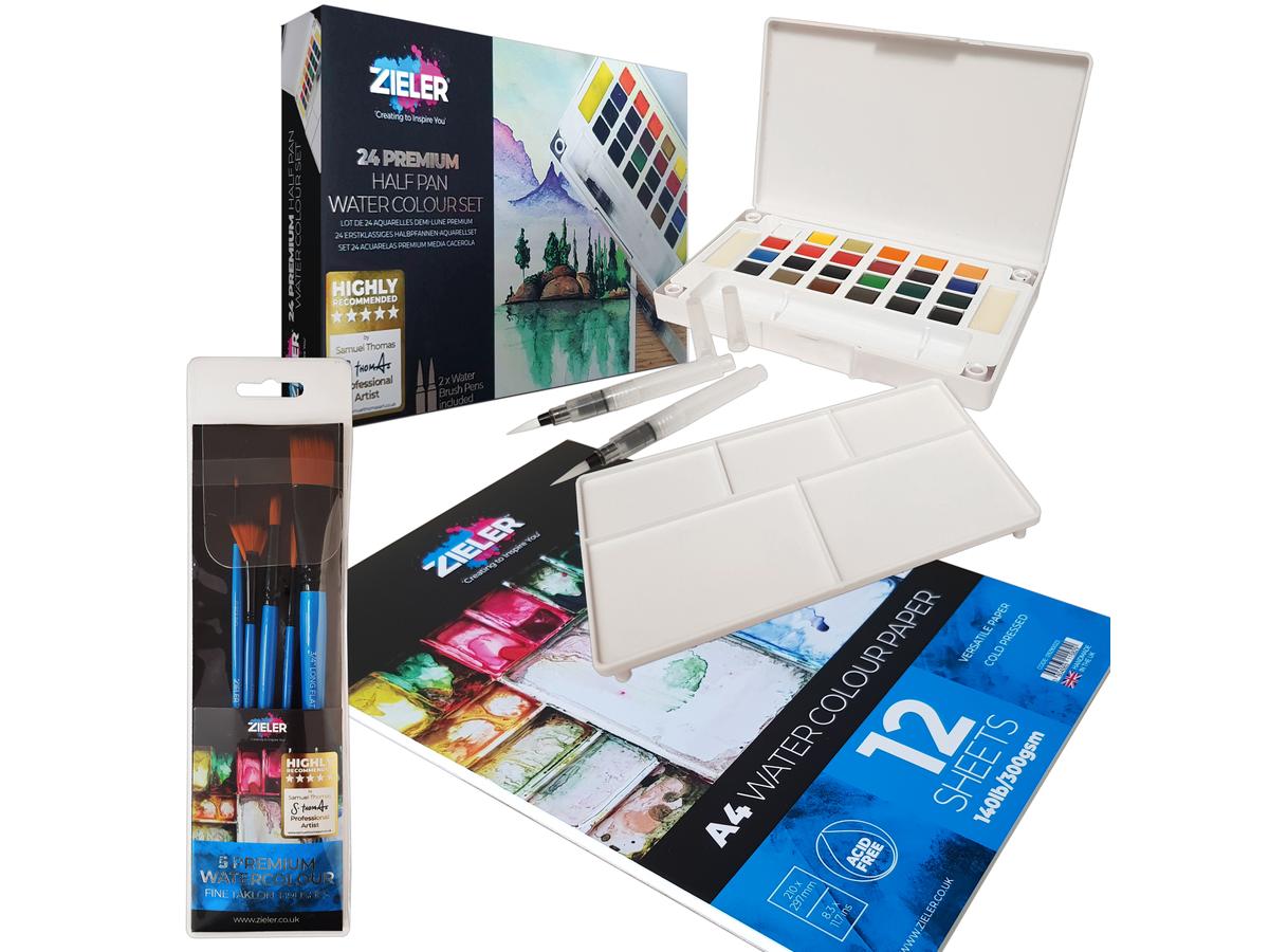 ZIELER ANFÄNGER WASSERFARBEN GESCHENK SET (35-TEILIG) 2