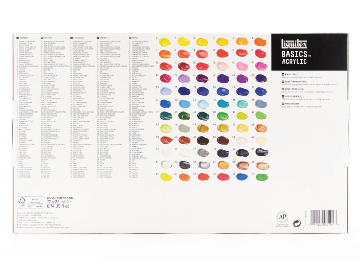 LIQUITEX BASICS ACRYLIC COLOUR SET 72X22ML 4
