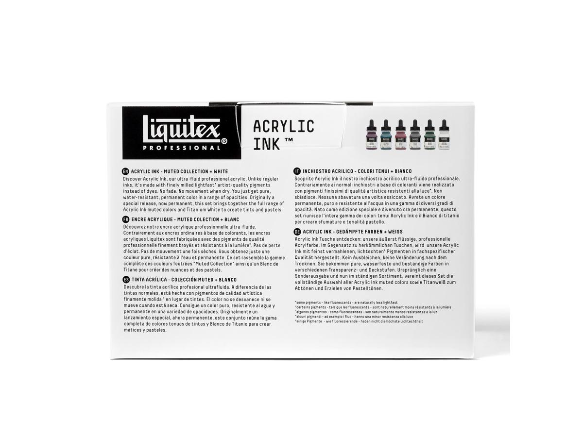 LIQUITEX ARTIST ACRYLIC INK SET 6X30ML  MUTED/WHITE 5