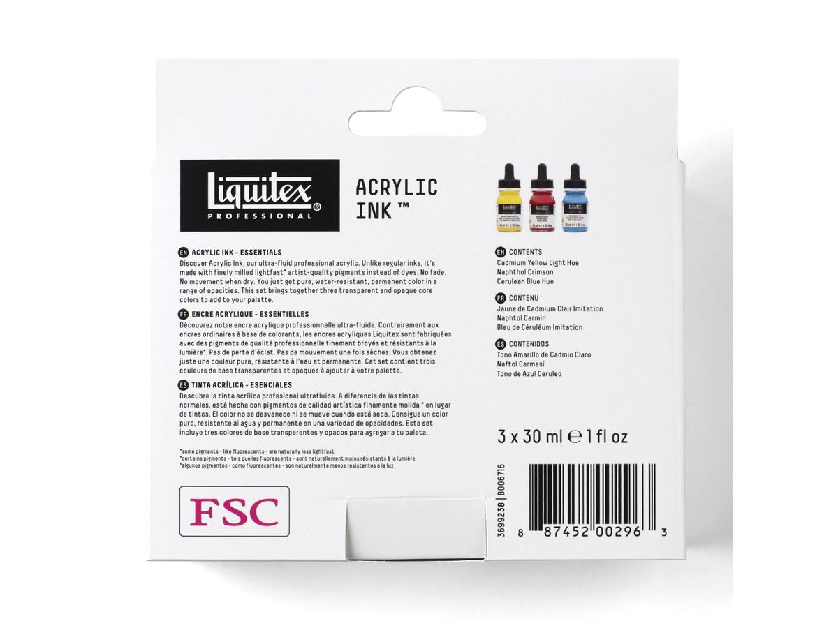 LIQUITEX ARTIST ACRYLIC INK SET 3X30ML ESSENTIALS 5