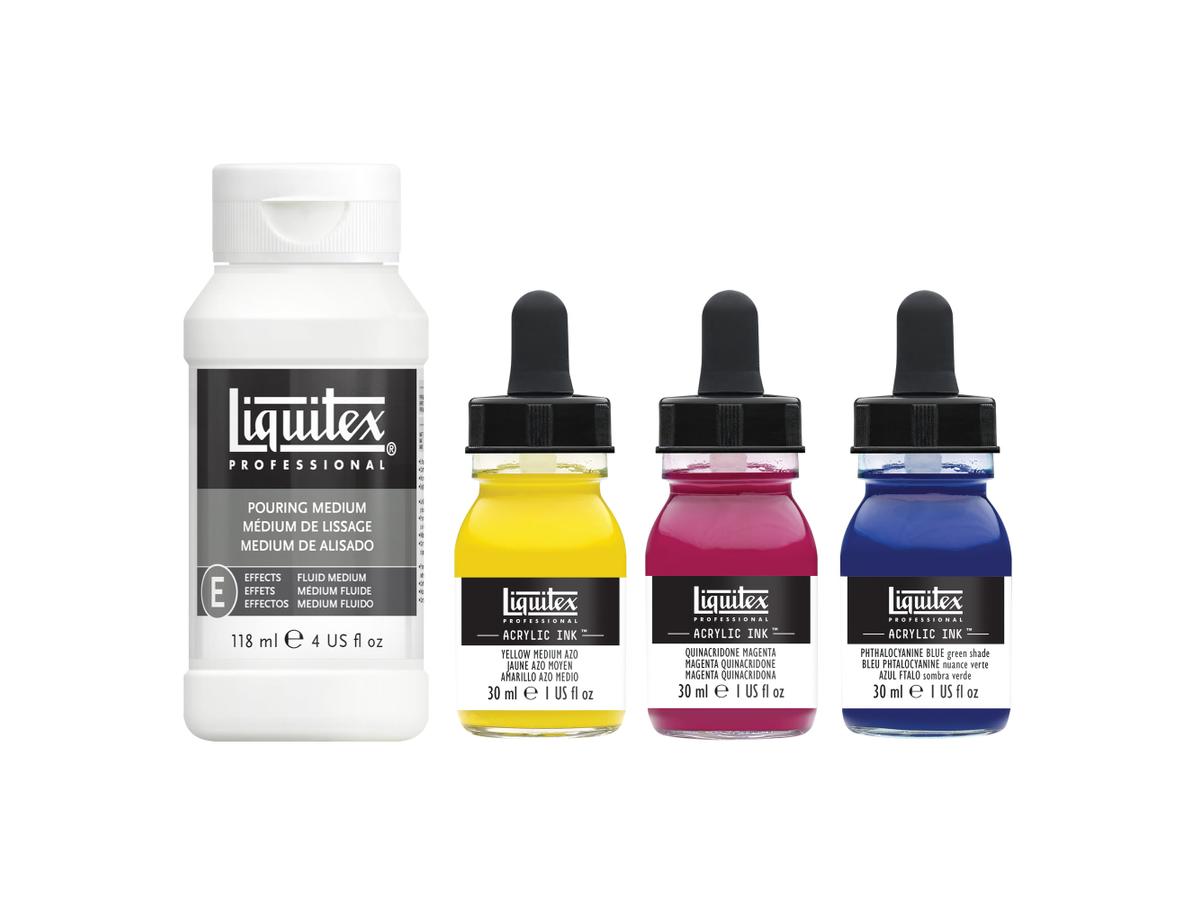 LIQUITEX ARTIST ACRYLIC INK SET POURING PRIMARY COLORS 3X30ML 3
