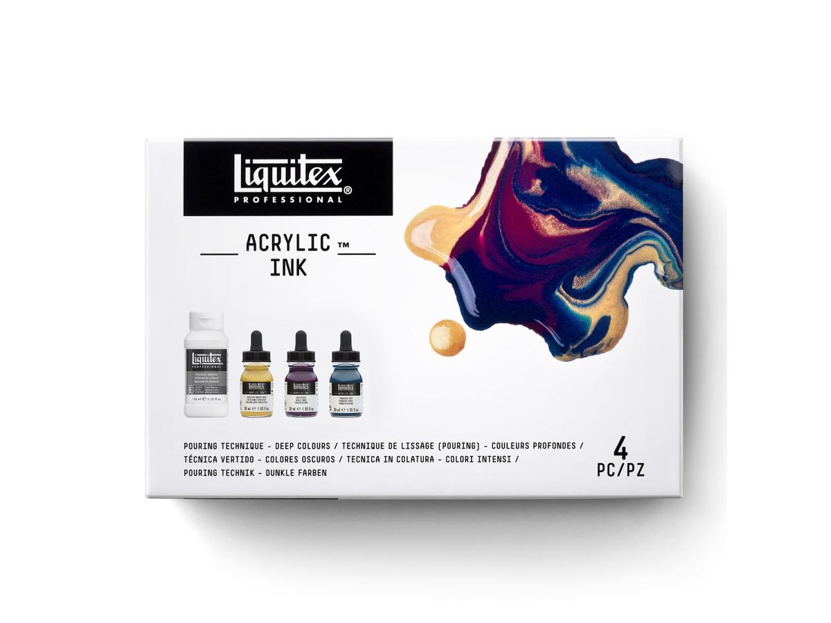 LIQUITEX ARTIST ACRYLIC INK SET POURING DEEP COLORS 3X30ML 4