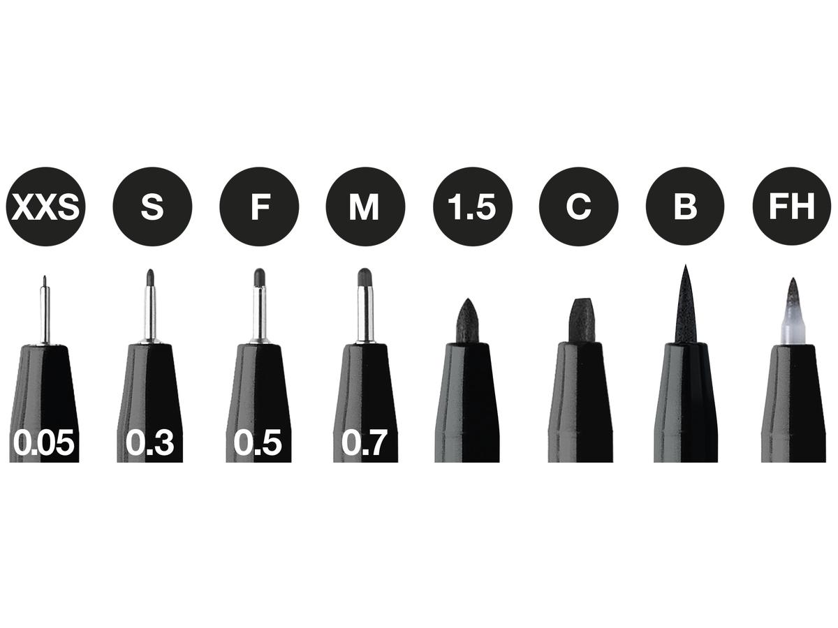FABER-CASTELL PITT ARTIST PEN STIFTE SET  8 STÜCK BLACK 2
