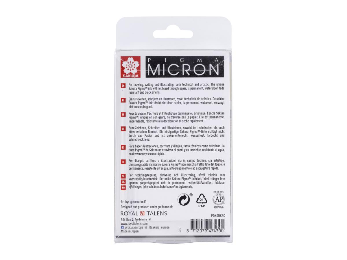 SAKURA PIGMA MICRON FINELINER & BRUSH SET 8 STÜCK GRAU 3