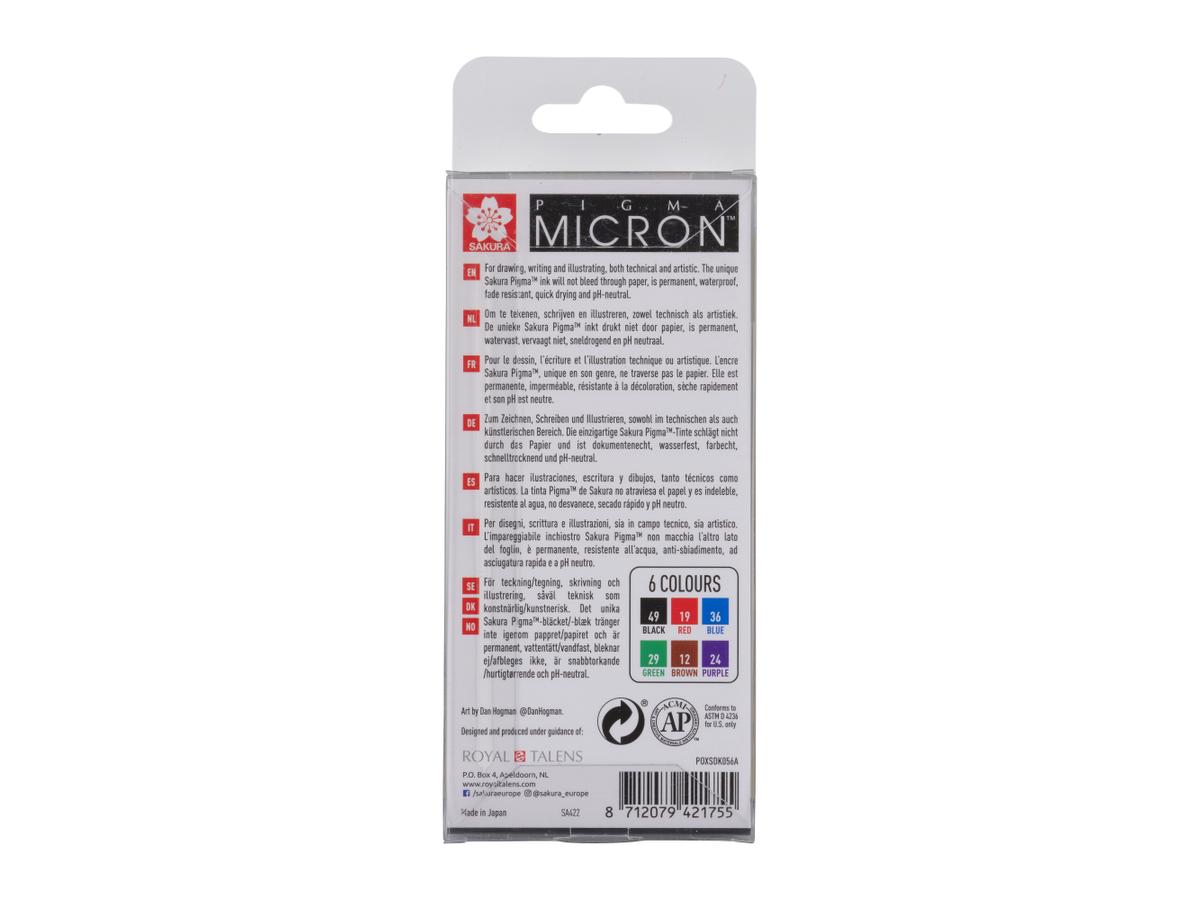 PIGMA MICRON FINELINER SET 0,45MM 6 BASIS FARBEN 3