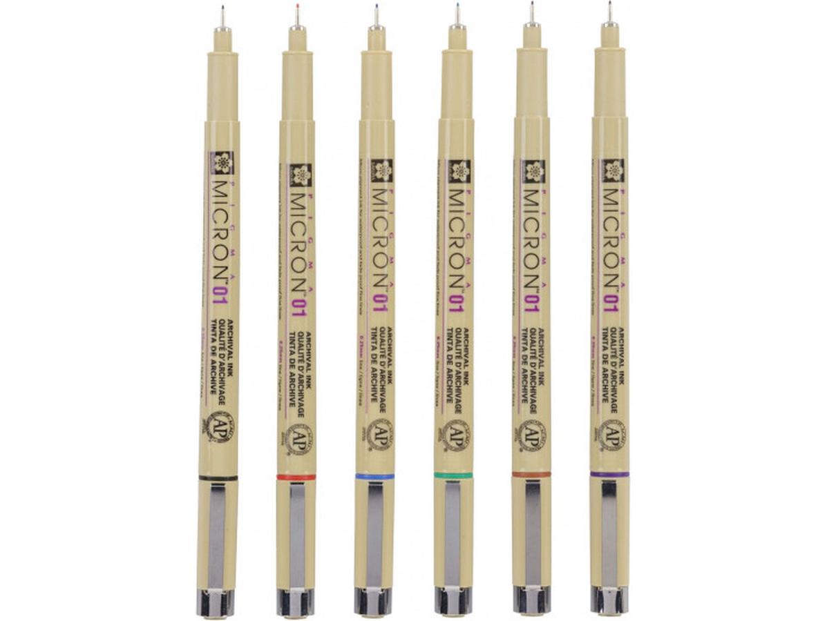 6 Sakura Pigma Micron Fineliner-Set farbsortiert 0,25 mm Tintenstift Stift Marke 