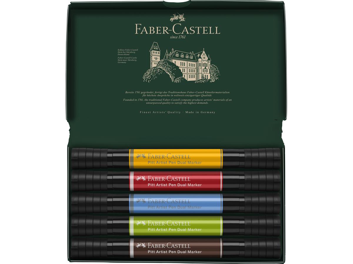 FABER-CASTELL PITT ARTIST PEN DUAL MARKER SET 5X 2