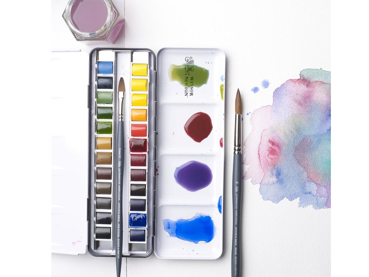 WINSOR & NEWTON AQUARELLFARBEN SET COMPLETE TRAVEL TIN 24X 1/2 NAPF 4