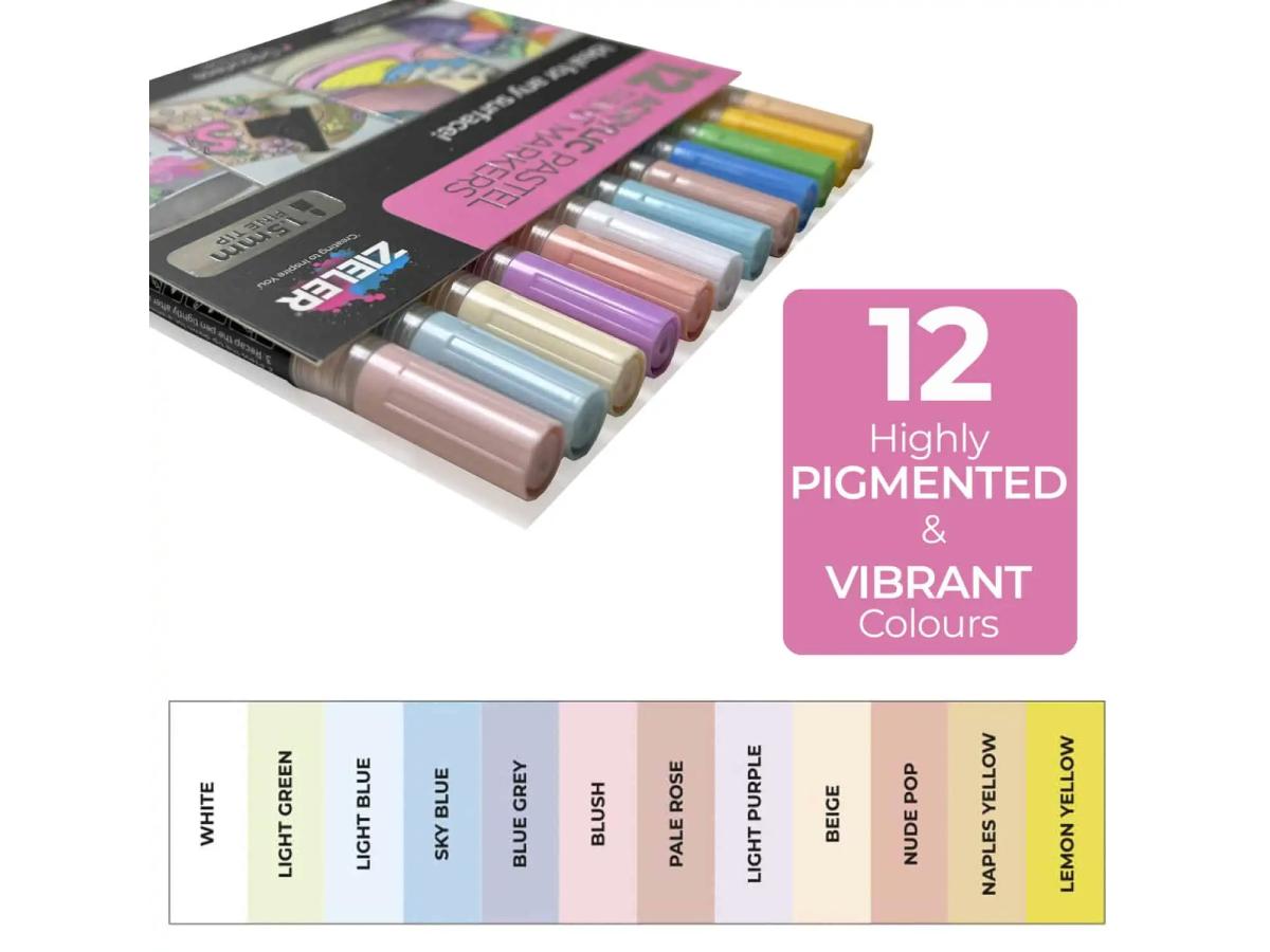 ZIELER PAINT MARKER SET 2,5MM SPITZE PASTELL 12 STÜCK 2