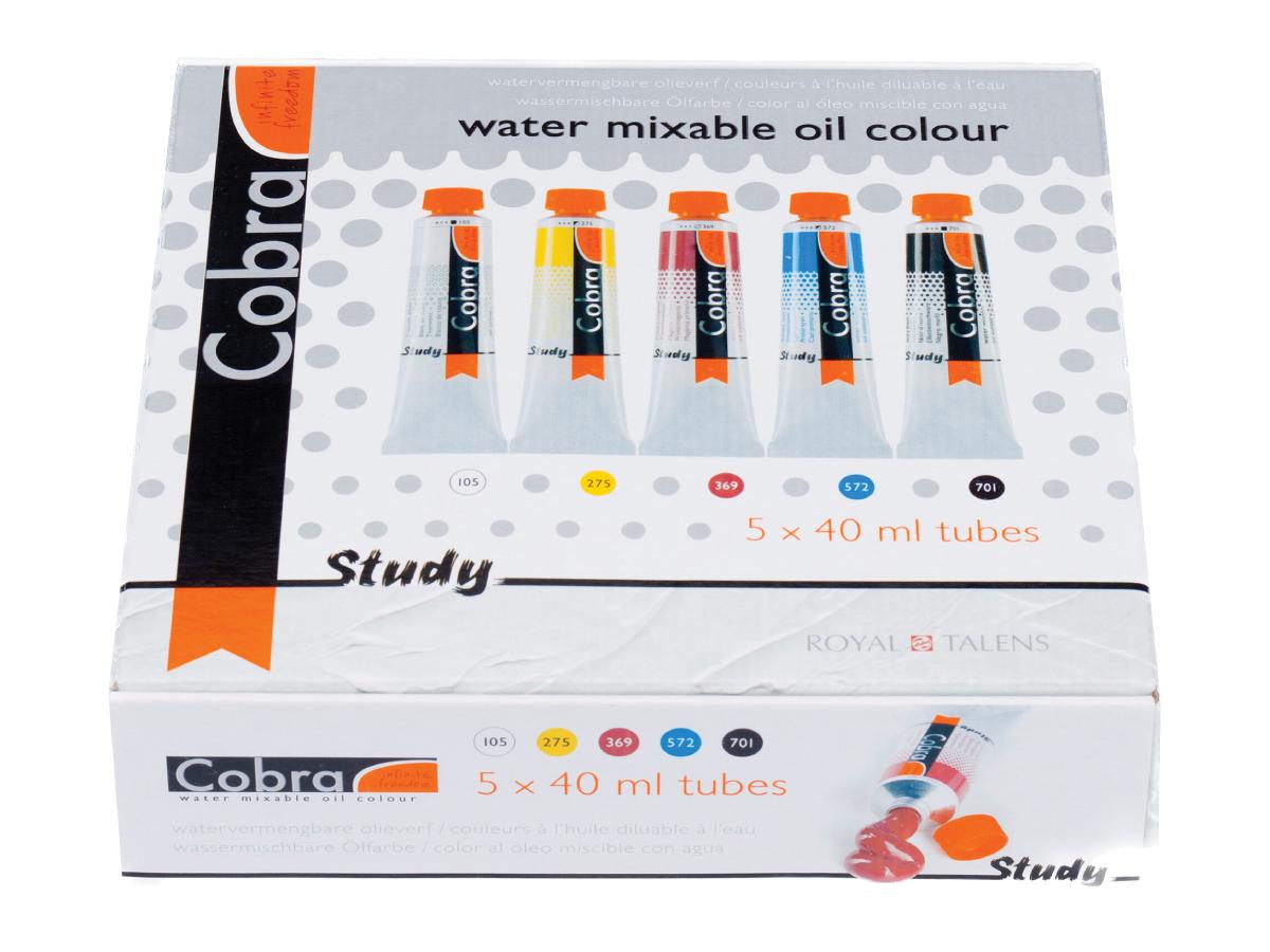 COBRA STUDY WASSERLÖSLICHE ÖLFARBEN SET 5X40ML  3