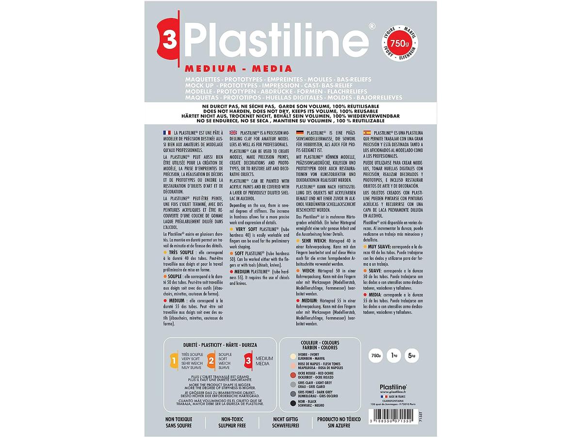 PLASTILINE ELFENBEIN HÄRTE 55 750 GRAMM 2