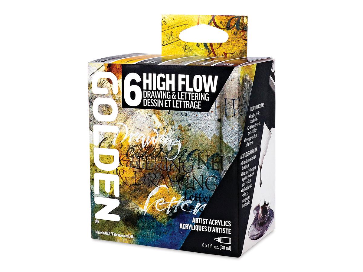 GOLDEN ACRYL HIGH FLOW DRAWING & LETTERING SET 6X 30ML 2