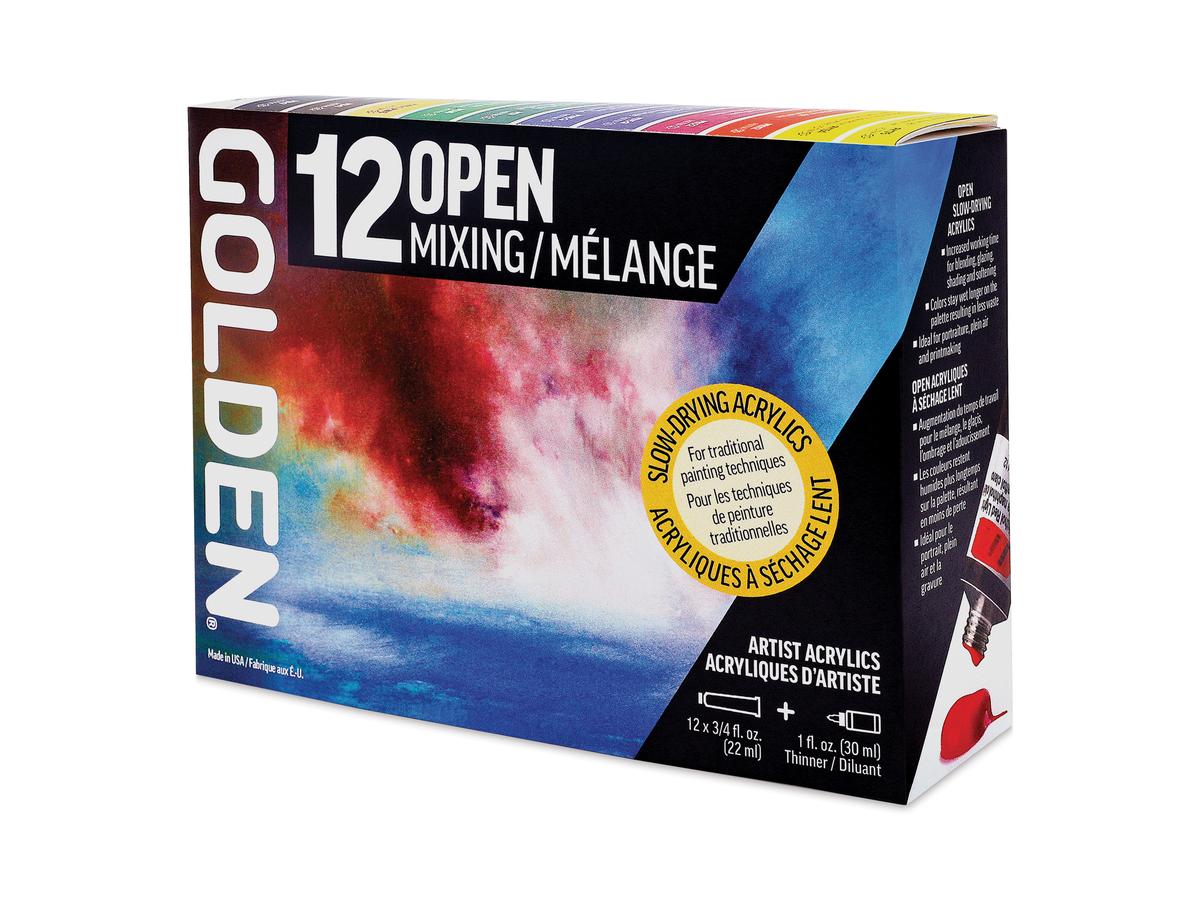 GOLDEN ACRYL OPEN MIXING SET 12X22ML+ 30ML OPEN THINNER 2