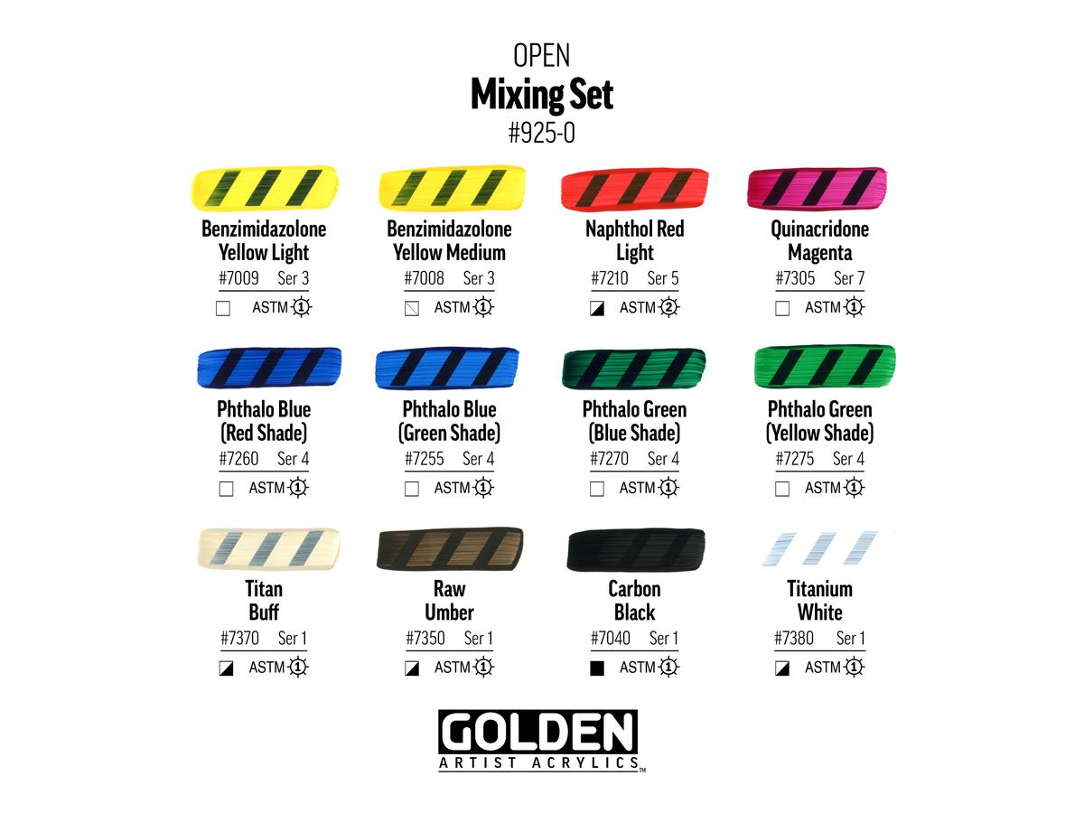 GOLDEN ACRYL OPEN MIXING SET 12X22ML+ 30ML OPEN THINNER 3