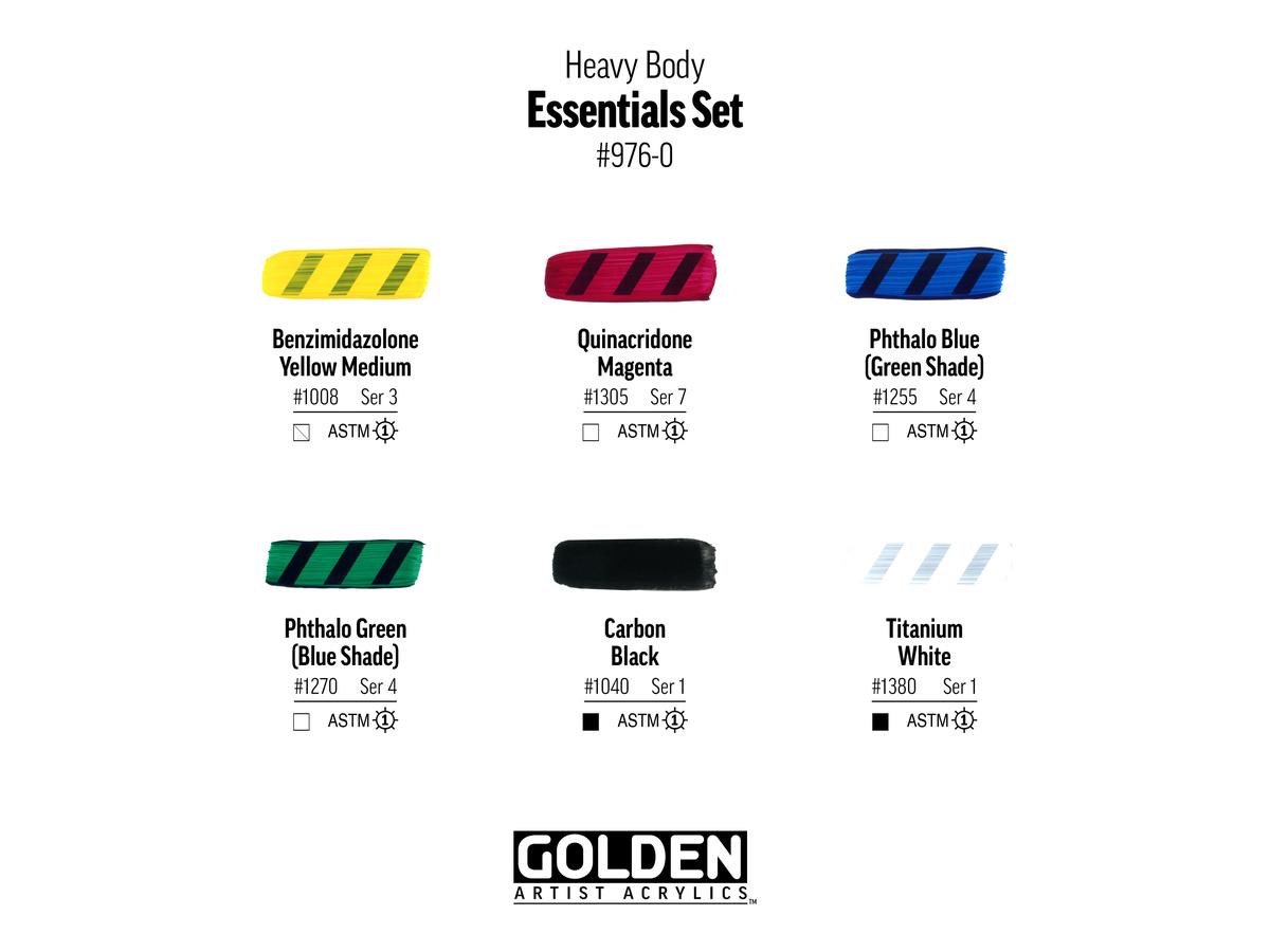 GOLDEN HEAVY BODY ACRYLFARBE ESSENTIALS SET 6 X 59ML 3