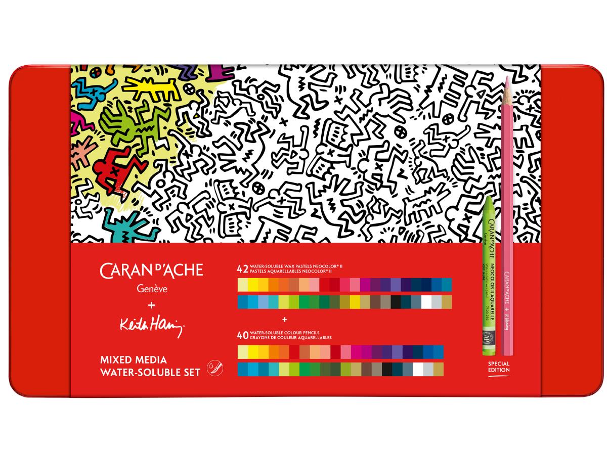 CARAN D'ACHE KEITH HARING MIXED MEDIA SET WASSERLÖSLICH 42 PASTELLS + 40 BUNTSTIFTE 2