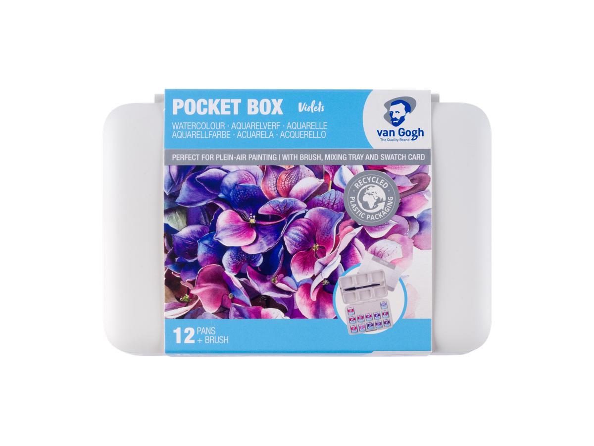 VAN GOGH AQUARELL SET PINK & VIOLETS AQUARELLKASTEN 12x 1/2 NÄPFCHEN + PINSEL 3