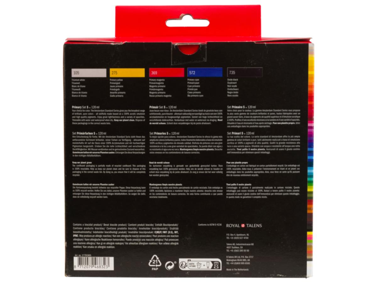 AMSTERDAM STANDARD SERIE ACRYLFARBEN SET 5X 120ML MISCHFARBEN 7