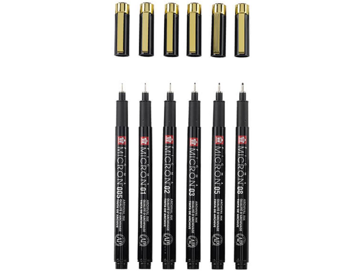 SAKURA PIGMA MICRON BLACK EDITION SET 6X FINELINER + ETUI 5