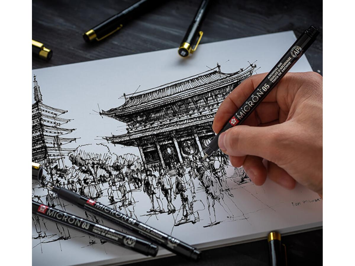 SAKURA PIGMA MICRON BLACK EDITION SET 3X FINELINER + ETUI 6