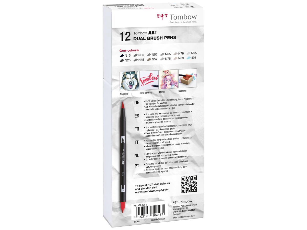 TOMBOW ABT DUAL BRUSH PEN GREY 12ER SET 2