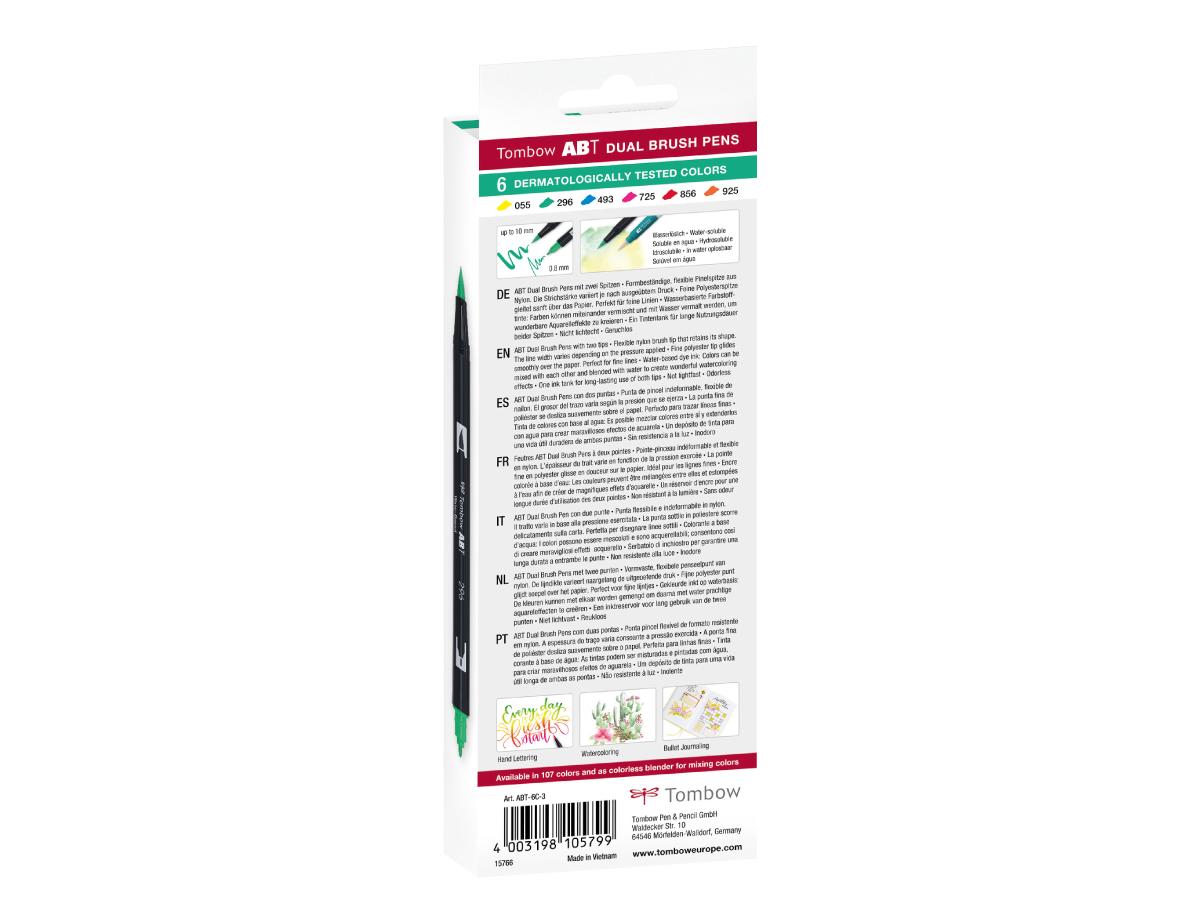TOMBOW ABT DUAL BRUSH PEN DERMATOLOGICALLY TESTED COLORS 6ER SET 2