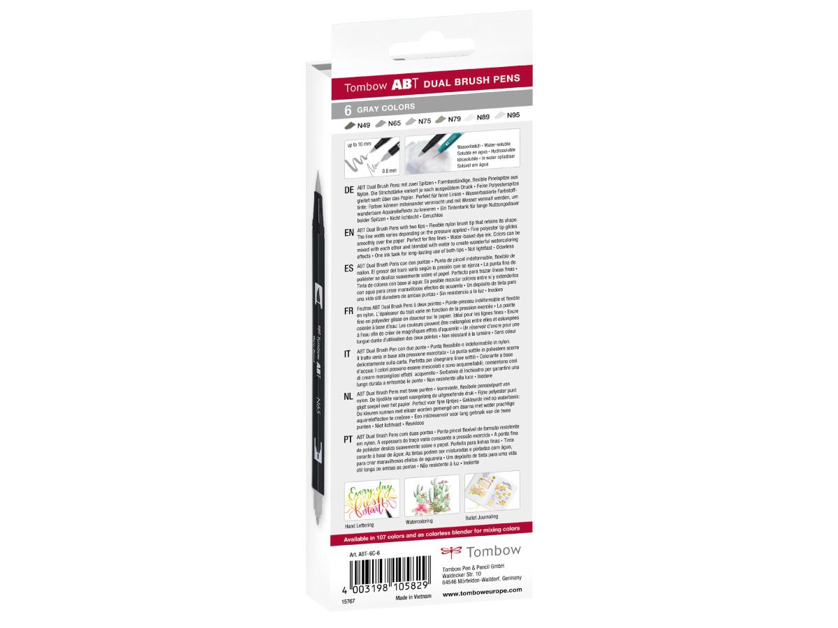 TOMBOW ABT DUAL BRUSH PEN GREY 6ER SET 2