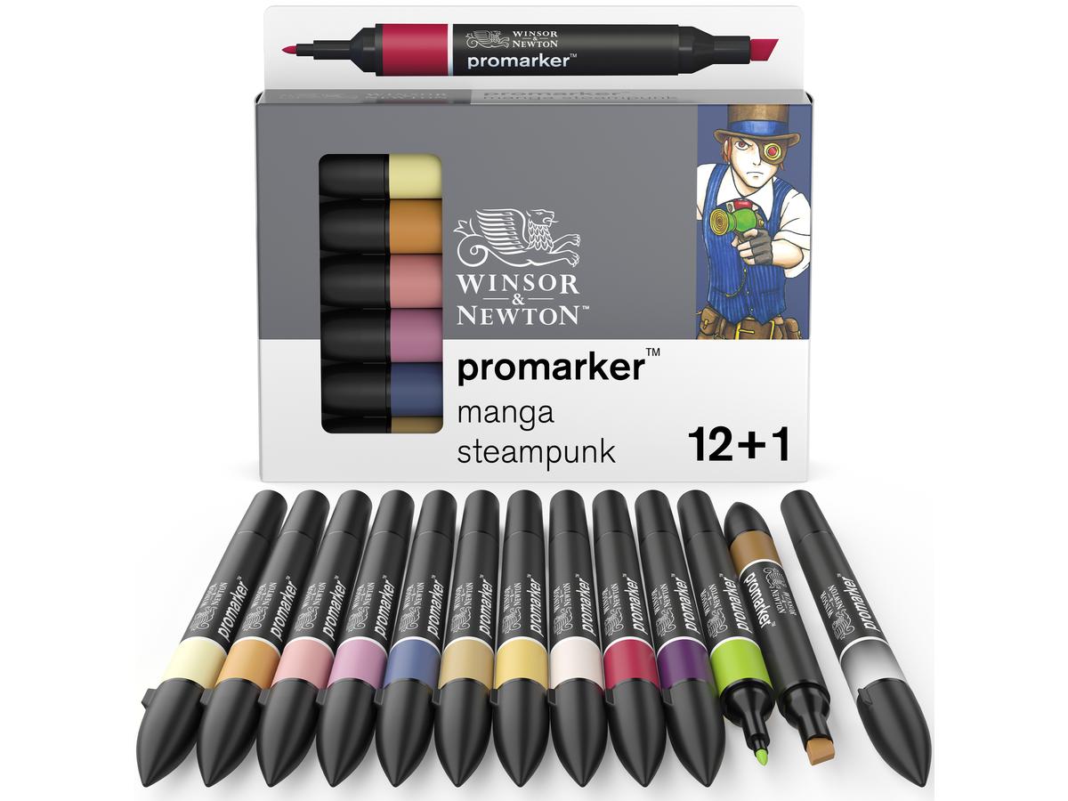 WINSOR & NEWTON PROMARKERSET MANGA STEAMPUNK 12X+1BLENDER 3