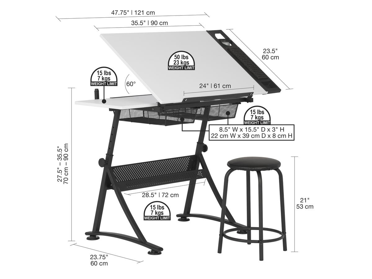 STUDIO DESIGNS FUSION ZEICHENTISCH MIT HOCKER 3