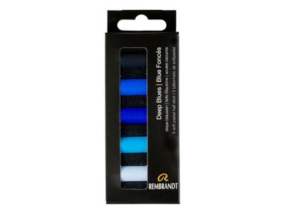 REMBRANDT SOFTPASTEL SET DEEP BLUES HALBE KREIDEN 5X 5