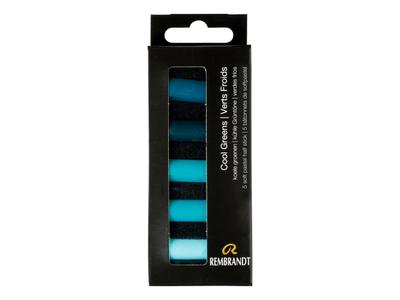 REMBRANDT SOFTPASTEL SET COOL GREENS HALBE KREIDEN 5X 5