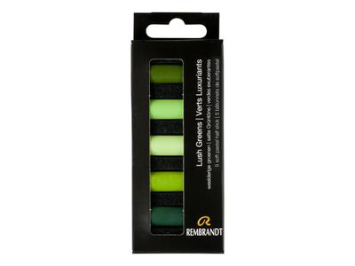 REMBRANDT SOFTPASTEL SET LUSH GREENS HALBE KREIDEN 5X 5