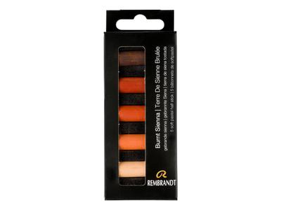 REMBRANDT SOFTPASTEL SET BURNT SIENNA HALBE KREIDEN 5X 5