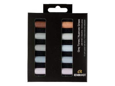 REMBRANDT SOFTPASTEL SET GREY TONES HALBE KREIDEN 10X 5